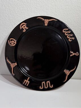 Frankoma Ranch Black Dinner Plater Vintage Western